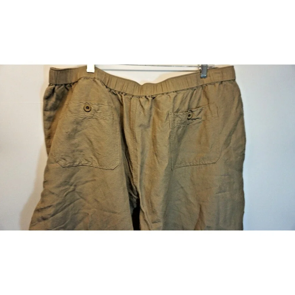 Cubavera Tan Linen Blend‎ Flat Front Drawstring Pants XXL x 27 Vacation